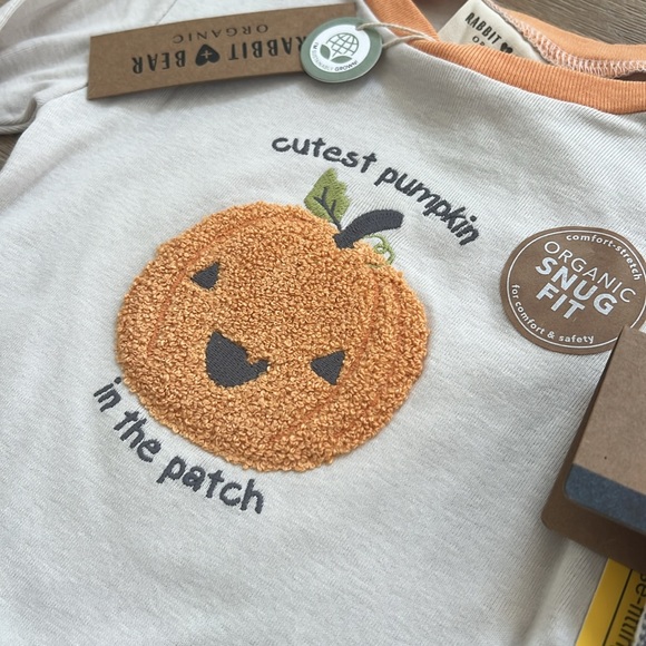 🎃 Rabbit + Bear Toddler Boy Girl Organic Cotton Pajama Set Pumpkin 4T - Picture 3 of 7